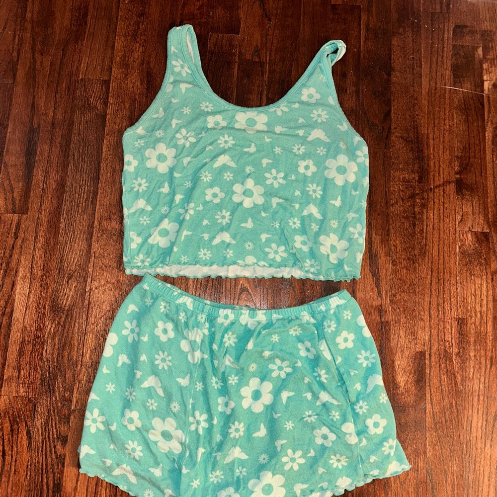 Colsie Floral Pajama Set - Light Blue